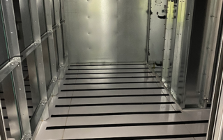 Inside of a Air Handler Unit, the floor and walls are completely clean